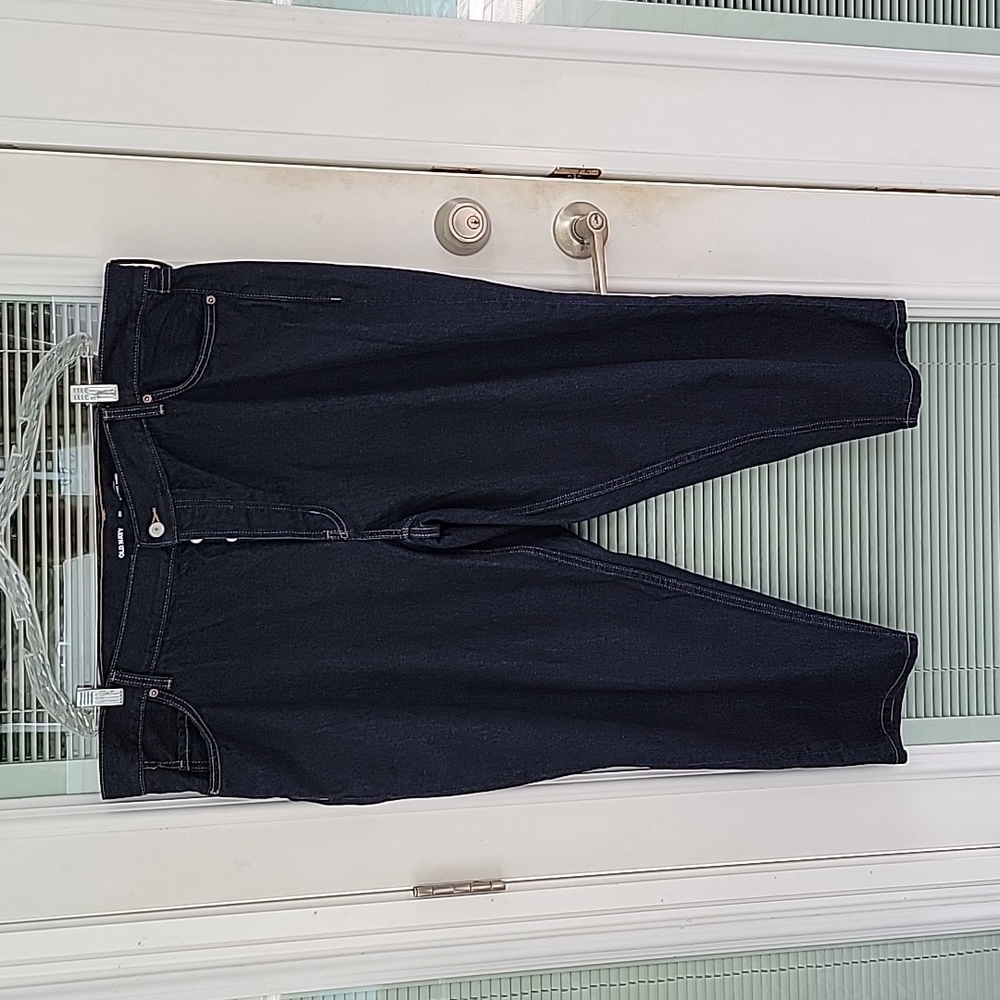 Old Navy Button Fly Slouchy Taper High-Rise Jeans Sz 20 DarkBlue Sold Out Online